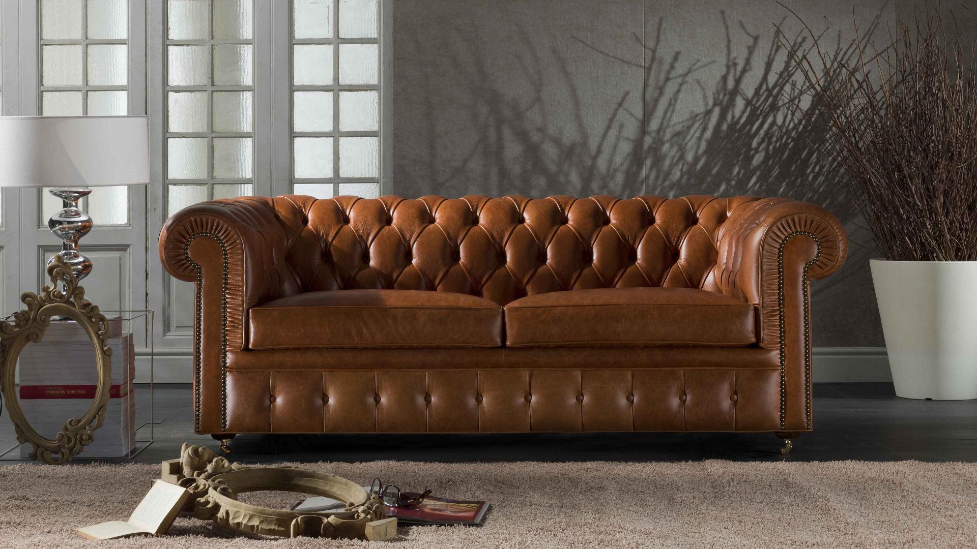 Divano letto Chesterfield capitonnè